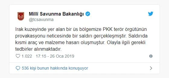 Irak'ta üs bölgemize PKK provokasyonuyla saldırı: Araç ve malzemede hasar oluştu